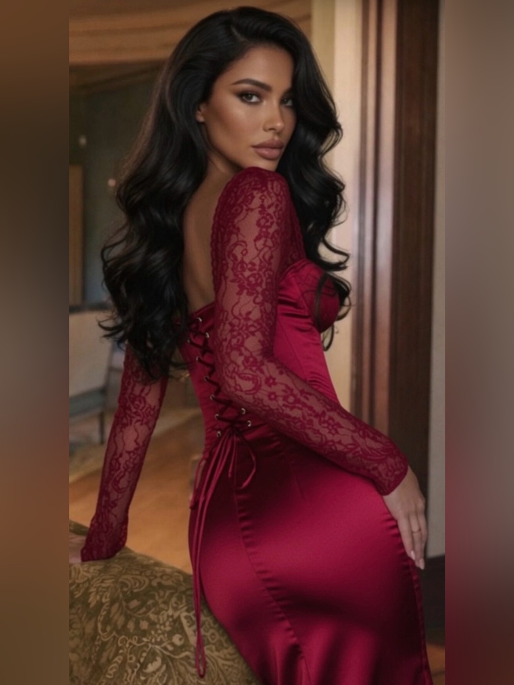House of CB ‘PERDI’ Berry Satin Maxi Corset Dress Small US4-6 $259 - Picture 2 of 13